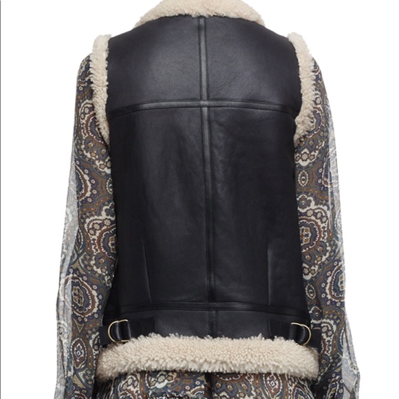 CHLOE LEATHER & SHEARLING VEST MED - Picture 2 of 12